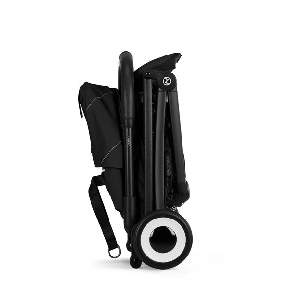 Carrinho de bebé CYBEX Orfeo ultracompacto com reclinação horizontal, arnês One-Pull, compatível com bagagem de mão e Travel System desde o nascimento até aos 22 kg Magic Black