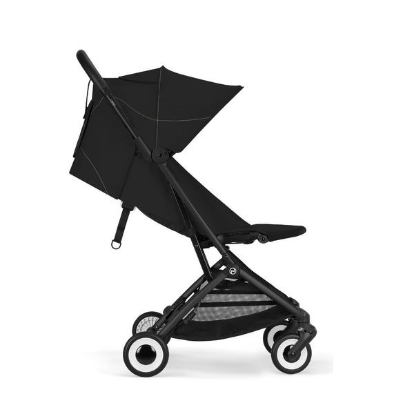 Carrinho de bebé CYBEX Orfeo ultracompacto com reclinação horizontal, arnês One-Pull, compatível com bagagem de mão e Travel System desde o nascimento até aos 22 kg Magic Black