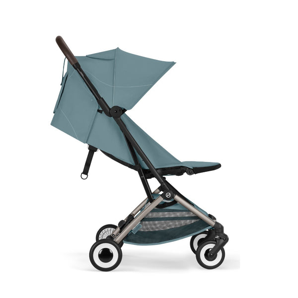 Carrinho de bebé CYBEX Orfeo ultracompacto com reclinação horizontal, arnês One-Pull, compatível com bagagem de mão e Travel System desde o nascimento até aos 22 kg Stormy Blue