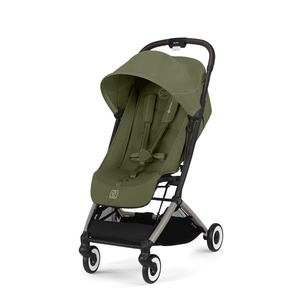 CARRINHO COMPACTO CYBEX ORFEO, carrinho ultraleve de 6,3 kg, compatível com bagagem de mão, reclinação totalmente horizontal, arnês One-Pull, capota XL UPF 50+, Travel System e compatibilidade com cadeiras auto CYBEX, Maxi-Cosi e BeSafe desde o nascimento até aos 22 kg. Moss Green