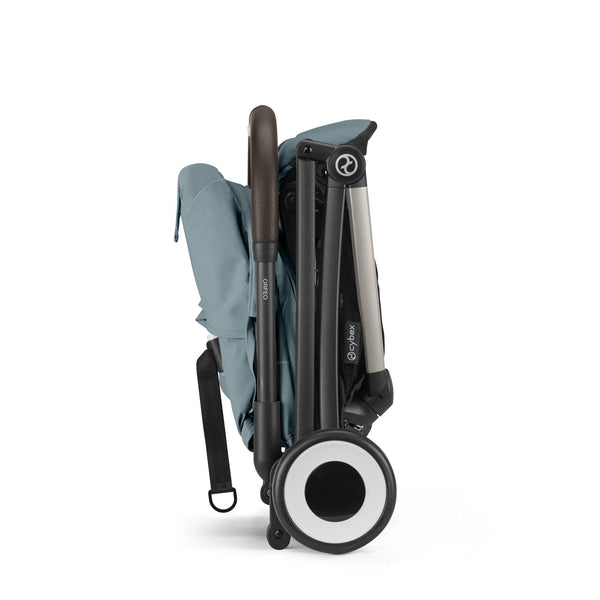 CARRINHO COMPACTO CYBEX ORFEO, carrinho ultraleve de 6,3 kg, compatível com bagagem de mão, reclinação totalmente horizontal, arnês One-Pull, capota XL UPF 50+, Travel System e compatibilidade com cadeiras auto CYBEX, Maxi-Cosi e BeSafe desde o nascimento até aos 22 kg. Stormy Blue