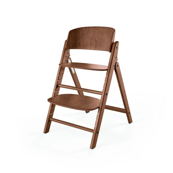 Cadeira CYBEX Click & Fold em madeira de faia sustentável, dobrável e compacta, com assento e apoio para os pés ajustáveis e posição ergonómica. All Natural Dark