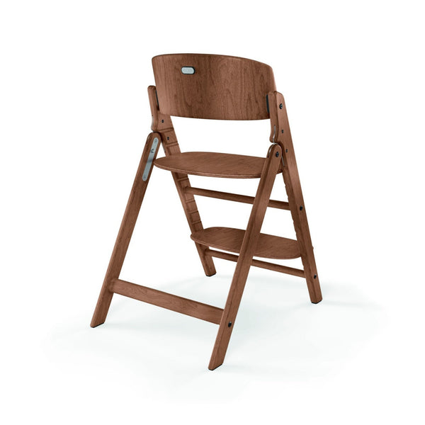Cadeira CYBEX Click & Fold em madeira de faia sustentável, dobrável e compacta, com assento e apoio para os pés ajustáveis e posição ergonómica. All Natural Dark