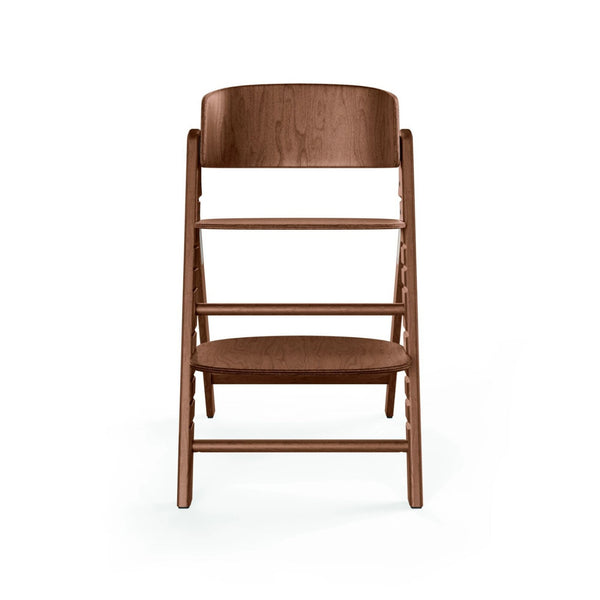Cadeira CYBEX Click & Fold em madeira de faia sustentável, dobrável e compacta, com assento e apoio para os pés ajustáveis e posição ergonómica. All Natural Dark