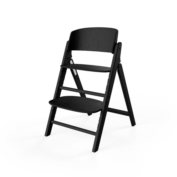 Cadeira CYBEX Click & Fold em madeira de faia sustentável, dobrável e compacta, com assento e apoio para os pés ajustáveis e posição ergonómica. Stunning Black