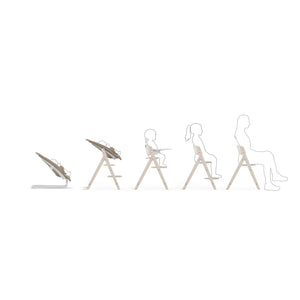 Cadeira CYBEX Click & Fold em madeira de faia sustentável, dobrável e compacta, com assento e apoio para os pés ajustáveis e posição ergonómica. Stunning Black