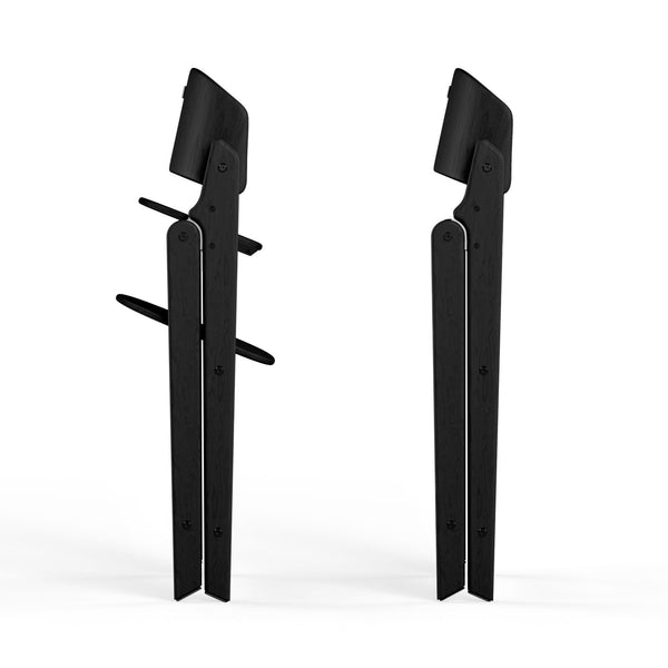 Cadeira CYBEX Click & Fold em madeira de faia sustentável, dobrável e compacta, com assento e apoio para os pés ajustáveis e posição ergonómica. Stunning Black
