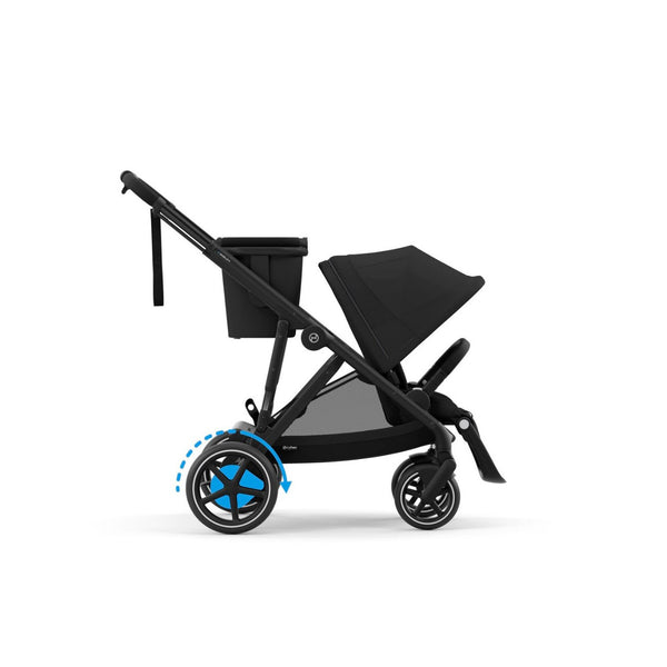 CYBEX e-GAZELLE S BLACK TRIO + BASE com carrinho elétrico, alcofa Gazelle S, cadeira auto Cloud G Plus com reclinação ergonómica, Base G ISOFIX e adaptadores incluídos. Sistema de viagem premium desde o nascimento.