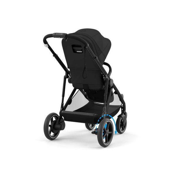 CYBEX e-GAZELLE S BLACK TRIO + BASE com carrinho elétrico, alcofa Gazelle S, cadeira auto Cloud G Plus com reclinação ergonómica, Base G ISOFIX e adaptadores incluídos. Sistema de viagem premium desde o nascimento.