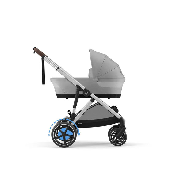 CYBEX e-GAZELLE S SILVER, carrinho elétrico premium para uma ou duas crianças com assistência elétrica em subidas, modo de embalo automático, mais de 20 configurações, sistema modular e compatibilidade com cadeiras auto CYBEX desde o nascimento até aos 22 kg por criança.