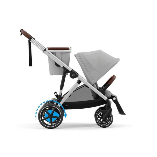 CYBEX e-GAZELLE S SILVER TRIO + BASE com carrinho elétrico, alcofa Gazelle S, cadeira auto Cloud G Plus com posição horizontal, Base G ISOFIX e adaptadores. Sistema de viagem premium desde o nascimento até aos 22 kg por criança.