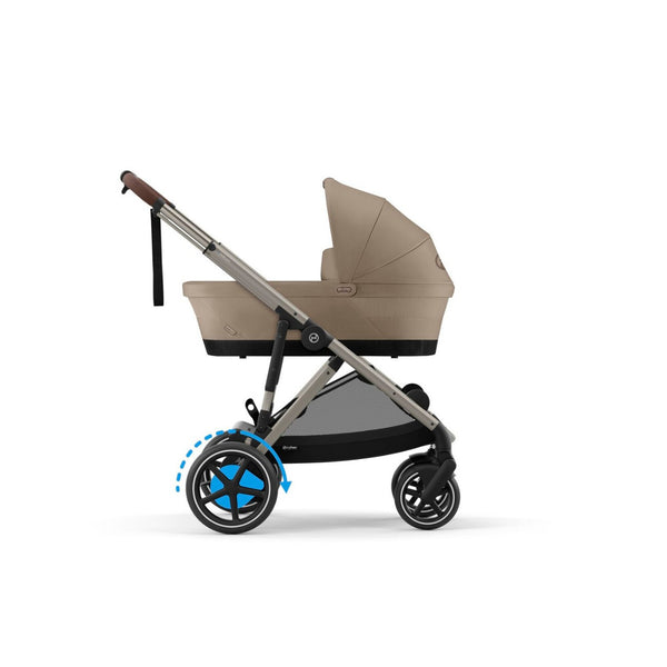 CYBEX e-GAZELLE S TAUPE, carrinho elétrico para uma ou duas crianças com assistência elétrica, modo de embalo automático, mais de 20 configurações, grande capacidade de arrumação e compatibilidade com cadeiras auto CYBEX, BeSafe e Maxi-Cosi. Seashell Beige