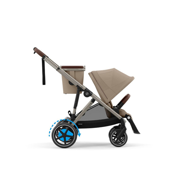 CYBEX e-GAZELLE S TAUPE, carrinho elétrico para uma ou duas crianças com assistência elétrica, modo de embalo automático, mais de 20 configurações, grande capacidade de arrumação e compatibilidade com cadeiras auto CYBEX, BeSafe e Maxi-Cosi. Seashell Beige