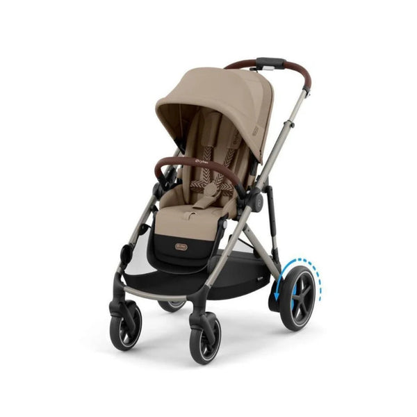 CYBEX e-GAZELLE S TAUPE TRIO + BASE com carrinho elétrico, alcofa Gazelle S, cadeira auto Cloud G Plus com reclinação ergonómica, Base G ISOFIX e adaptadores incluídos. Sistema de viagem premium desde o nascimento. Almond Beige