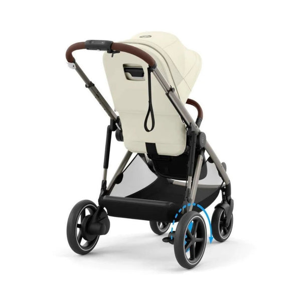 CYBEX e-GAZELLE S TAUPE TRIO + BASE com carrinho elétrico, alcofa Gazelle S, cadeira auto Cloud G Plus com reclinação ergonómica, Base G ISOFIX e adaptadores incluídos. Sistema de viagem premium desde o nascimento. Seashel Beige