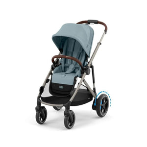 CYBEX e-GAZELLE S TAUPE TRIO + BASE com carrinho elétrico, alcofa Gazelle S, cadeira auto Cloud G Plus com reclinação ergonómica, Base G ISOFIX e adaptadores incluídos. Sistema de viagem premium desde o nascimento. Stormy Blue