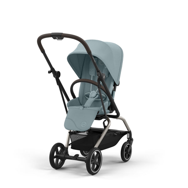 CYBEX EEZY S TWIST+ 2 TAUPE, carrinho de bebé compacto com assento rotativo de 360°, rodas todo-o-terreno, arnês One-Pull, fecho com uma mão e compatibilidade com cadeiras auto CYBEX, Maxi-Cosi e BeSafe desde o nascimento até aos 22 kg. Stormy Blue