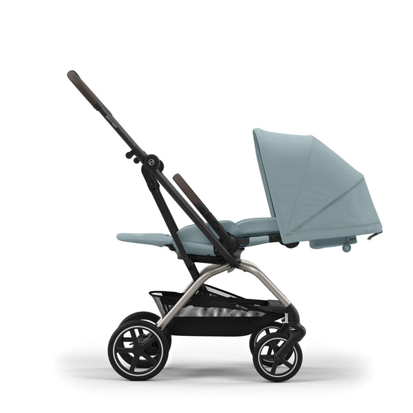 CYBEX EEZY S TWIST+ 2 TAUPE, carrinho de bebé compacto com assento rotativo de 360°, rodas todo-o-terreno, arnês One-Pull, fecho com uma mão e compatibilidade com cadeiras auto CYBEX, Maxi-Cosi e BeSafe desde o nascimento até aos 22 kg. Stormy Blue