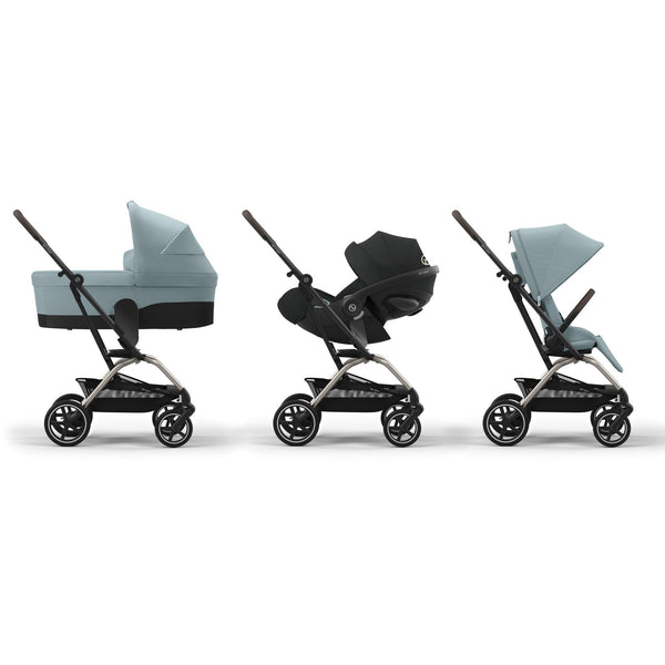 CYBEX EEZY S TWIST+ 2 TAUPE, carrinho de bebé compacto com assento rotativo de 360°, rodas todo-o-terreno, arnês One-Pull, fecho com uma mão e compatibilidade com cadeiras auto CYBEX, Maxi-Cosi e BeSafe desde o nascimento até aos 22 kg. Stormy Blue
