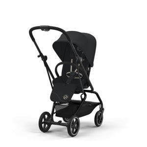 CYBEX EEZY S TWIST+ 2 BLACK, carrinho de bebé compacto com assento rotativo de 360°, rodas todo-o-terreno, arnês One-Pull, fecho com uma mão e compatibilidade com cadeiras auto CYBEX, Maxi-Cosi e BeSafe desde o nascimento até aos 22 kg.