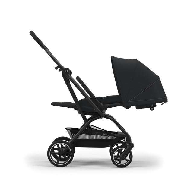 CYBEX EEZY S TWIST+ 2 BLACK, carrinho de bebé compacto com assento rotativo de 360°, rodas todo-o-terreno, arnês One-Pull, fecho com uma mão e compatibilidade com cadeiras auto CYBEX, Maxi-Cosi e BeSafe desde o nascimento até aos 22 kg.
