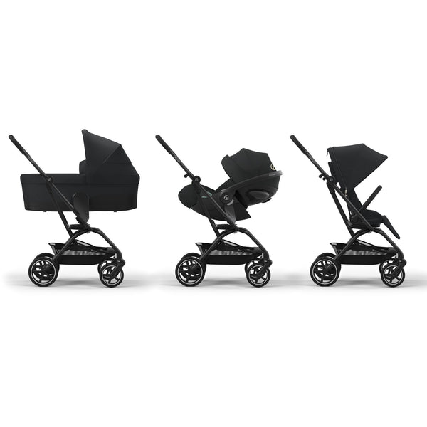 CYBEX EEZY S TWIST+ 2 BLACK, carrinho de bebé compacto com assento rotativo de 360°, rodas todo-o-terreno, arnês One-Pull, fecho com uma mão e compatibilidade com cadeiras auto CYBEX, Maxi-Cosi e BeSafe desde o nascimento até aos 22 kg.