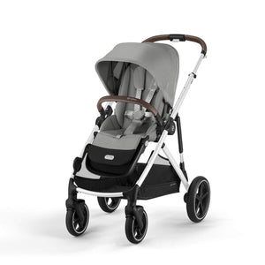 CYBEX GAZELLE S SILVER, carrinho de bebé para uma ou duas crianças, com mais de 20 configurações, fecho compacto, grande capacidade de arrumação e compatibilidade com cadeiras auto CYBEX, BeSafe e Maxi-Cosi. Stone Grey