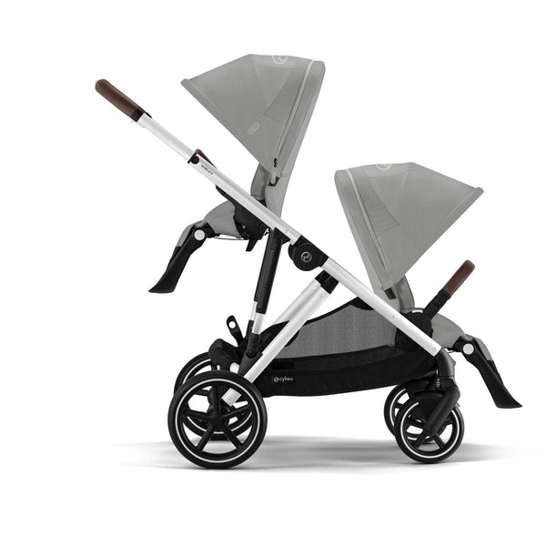 CYBEX GAZELLE S SILVER, carrinho de bebé para uma ou duas crianças, com mais de 20 configurações, fecho compacto, grande capacidade de arrumação e compatibilidade com cadeiras auto CYBEX, BeSafe e Maxi-Cosi. Stone Grey