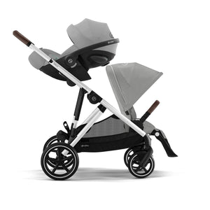 CYBEX GAZELLE S SILVER, carrinho de bebé para uma ou duas crianças, com mais de 20 configurações, fecho compacto, grande capacidade de arrumação e compatibilidade com cadeiras auto CYBEX, BeSafe e Maxi-Cosi. Stone Grey