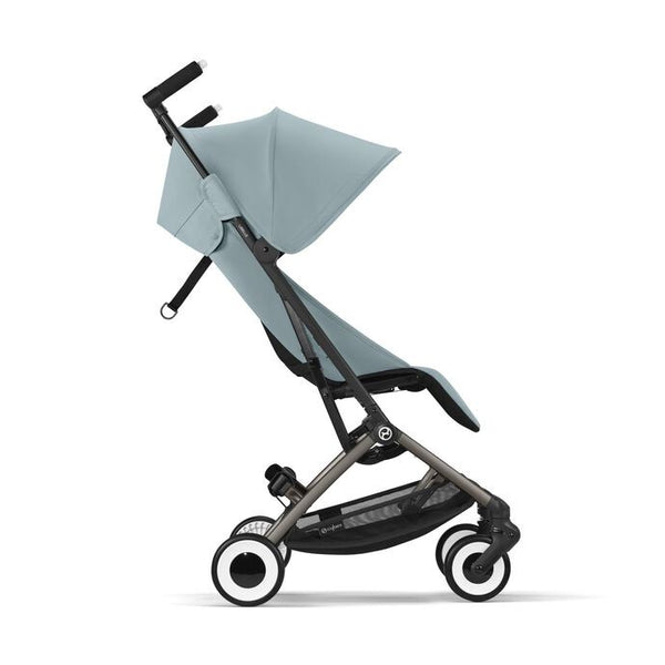 CYBEX LIBELLE SILVER, carrinho de bebé ultracompacto de 6 kg, compatível com bagagem de mão, preparado para Travel System, com arnês ajustável de um puxão e utilização desde o nascimento até aos 22 kg. Stormy Blue