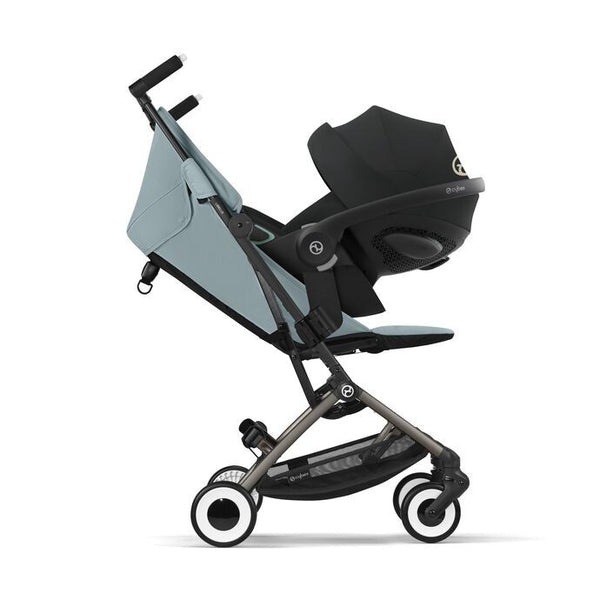 CYBEX LIBELLE SILVER, carrinho de bebé ultracompacto de 6 kg, compatível com bagagem de mão, preparado para Travel System, com arnês ajustável de um puxão e utilização desde o nascimento até aos 22 kg. Stormy Blue