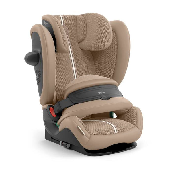 Cadeira auto CYBEX Pallas G3 Plus 2 em 1 com almofada de segurança, encosto de cabeça reclinável, sistema L.S.P. Plus, ventilação completa e utilização dos 76 aos 150 cm. Almond Beige