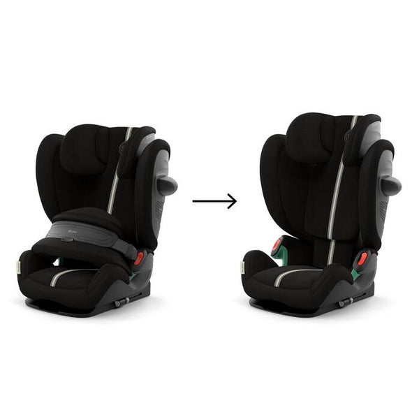 Cadeira auto CYBEX Pallas G3 Plus 2 em 1 com almofada de segurança, encosto de cabeça reclinável, sistema L.S.P. Plus, ventilação completa e utilização dos 76 aos 150 cm. Moon Black