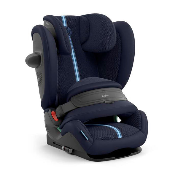 Cadeira auto CYBEX Pallas G3 Plus 2 em 1 com almofada de segurança, encosto de cabeça reclinável, sistema L.S.P. Plus, ventilação completa e utilização dos 76 aos 150 cm. Ocean Blue