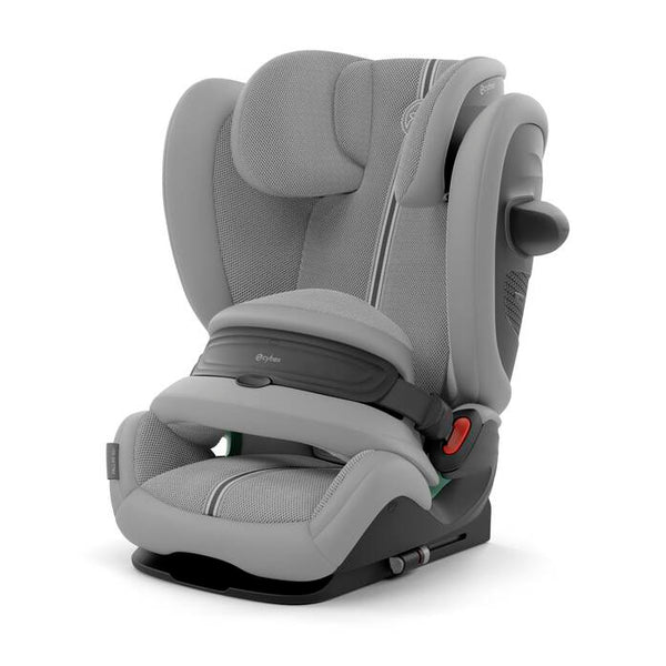 Cadeira auto CYBEX Pallas G3 Plus 2 em 1 com almofada de segurança, encosto de cabeça reclinável, sistema L.S.P. Plus, ventilação completa e utilização dos 76 aos 150 cm. Stone Grey