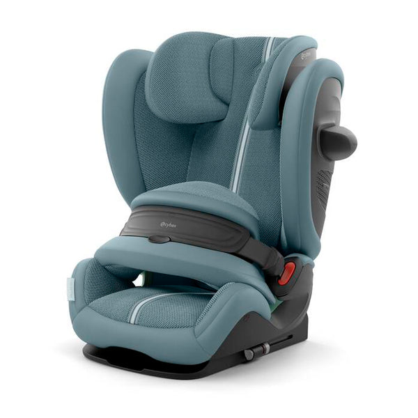 Cadeira auto CYBEX Pallas G3 Plus 2 em 1 com almofada de segurança, encosto de cabeça reclinável, sistema L.S.P. Plus, ventilação completa e utilização dos 76 aos 150 cm. Stormy Blue