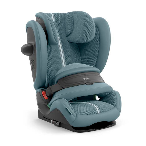 Cadeira auto CYBEX Pallas G3 Plus 2 em 1 com almofada de segurança, encosto de cabeça reclinável, sistema L.S.P. Plus, ventilação completa e utilização dos 76 aos 150 cm. Stormy Blue
