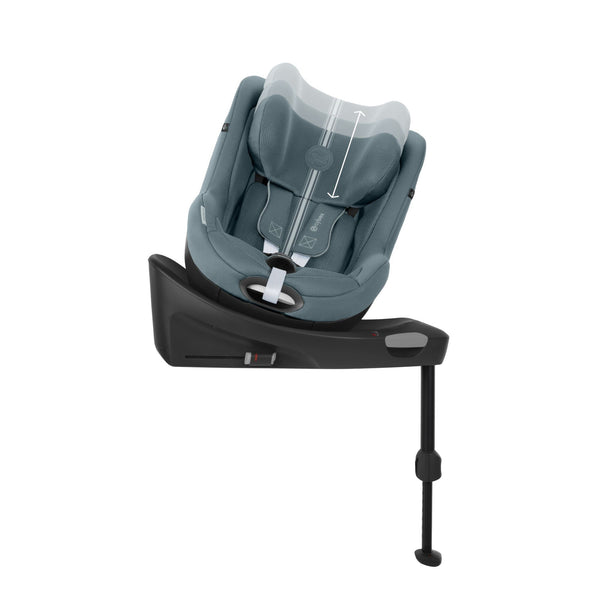 Cadeira auto CYBEX Sirona Gi Plus i-Size com rotação de 360°, tecido Plus respirável, proteção lateral L.S.P., reclinação em 5 posições e utilização desde o nascimento até aos 105 cm. Stormy Blue