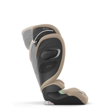 Cadeira auto CYBEX Solution G2 i-Fix Plus dobrável e leve, com encosto de cabeça reclinável, proteção lateral L.S.P. Plus e tecido em malha respirável. Almond Beige