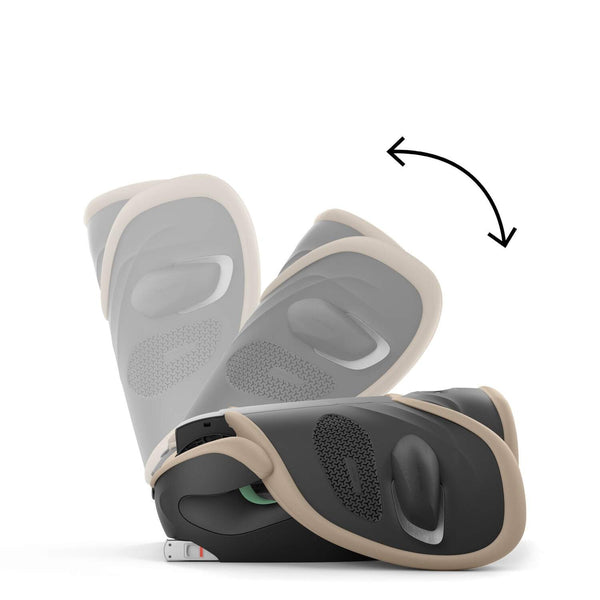 Cadeira auto CYBEX Solution G2 i-Fix Plus dobrável e leve, com encosto de cabeça reclinável, proteção lateral L.S.P. Plus e tecido em malha respirável. Almond Beige