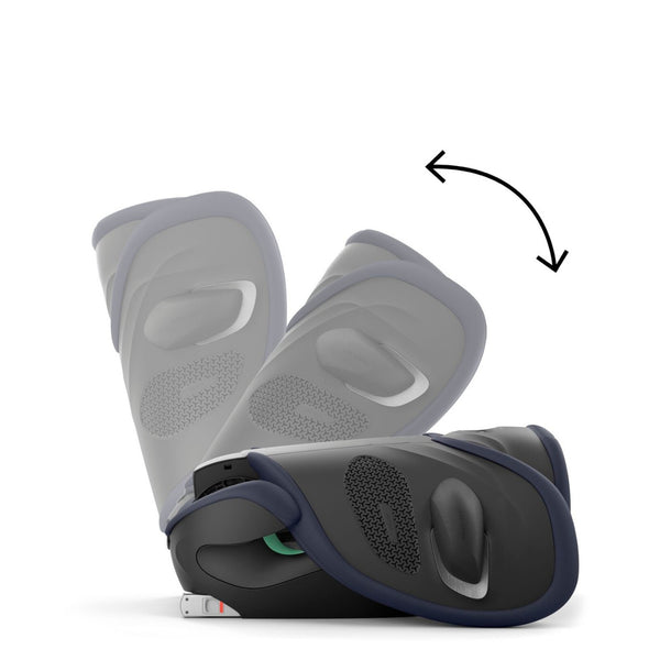 Cadeira auto CYBEX Solution G2 i-Fix Plus dobrável e leve, com encosto de cabeça reclinável, proteção lateral L.S.P. Plus e tecido em malha respirável. Ocean Blue