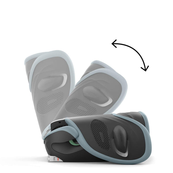 Cadeira auto CYBEX Solution G2 i-Fix Plus dobrável e leve, com encosto de cabeça reclinável, proteção lateral L.S.P. Plus e tecido em malha respirável. Stormy Blue