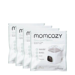 Detergente para Máquina de Lavar Biberões Momcozy com 120 pastilhas efervescentes para KleanPal Pro, ideal para limpar biberões, tetinas e acessórios de alimentação.