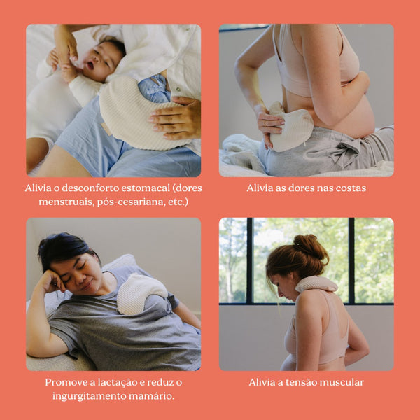 Almofada Anticólicas Doomoo Snoogy Mom com sementes naturais de colza para terapia de calor ou frio, ideal para aliviar dores menstruais, desconfortos da gravidez e recuperação pós-parto