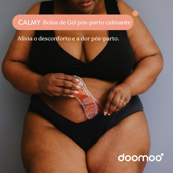 Almofada Pós-parto de Gel Calmante Doomoo para terapia de frio e calor, concebida para aliviar o períneo, hemorroidas, cicatrizes, dores pós-parto e desconfortos da amamentação.