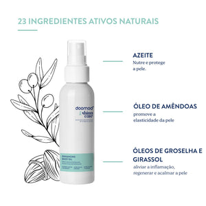 Óleo Corporal Antiestrias Doomoo x Shinncare com 23 ingredientes naturais, textura seca e rápida absorção para hidratar, melhorar a elasticidade da pele e ajudar a prevenir estrias durante a gravidez e pós-parto.