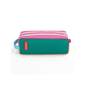 Estojo Duplo Hello Hossy em poliéster reciclado, com dois compartimentos independentes, tecido impermeável, fechos resistentes e capacidade de 1,4 litros para material escolar. Mini Ali