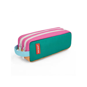 Estojo Duplo Hello Hossy em poliéster reciclado, com dois compartimentos independentes, tecido impermeável, fechos resistentes e capacidade de 1,4 litros para material escolar. Mini Ali