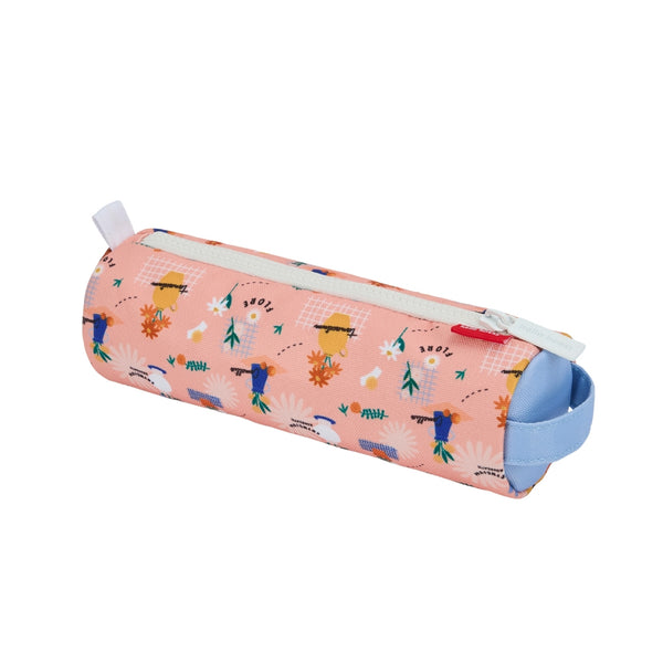 Estojo Individual Hello Hossy em poliéster reciclado, impermeável, com compartimento único espaçoso, fecho resistente e design moderno para material escolar cor flore