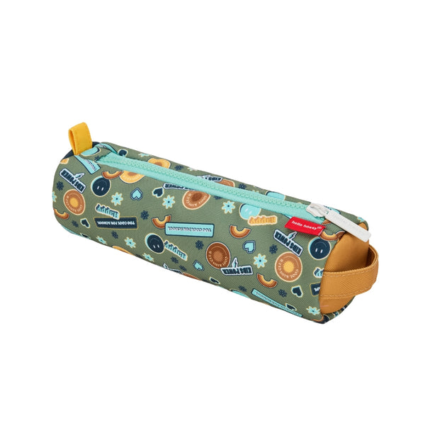 Estojo Individual Hello Hossy em poliéster reciclado, impermeável, com compartimento único espaçoso, fecho resistente e design moderno para material escolar cor smiley